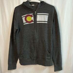 Vintage Fleece Colorado Flag Graphic Zip-Up Hoodie